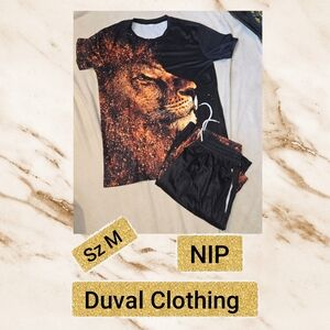 ❤️ Duval Clothing Lion Graphic T-Shirt and Shorts Set Sz M